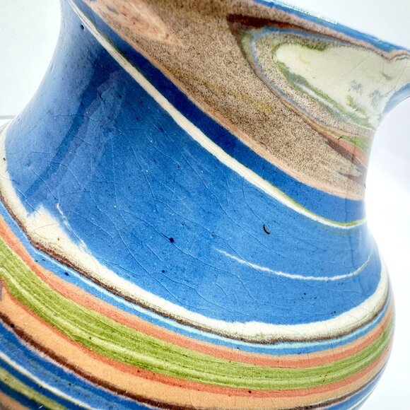 Handcrafted Multicolor Swirl Ceramic Vase 4" Tall - Picture 6 of 8